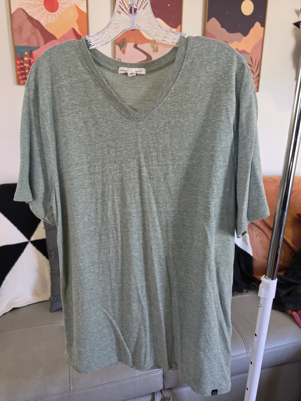 Threads 4 Thought Men's V-Neck Short Sleeve Tee in Sage